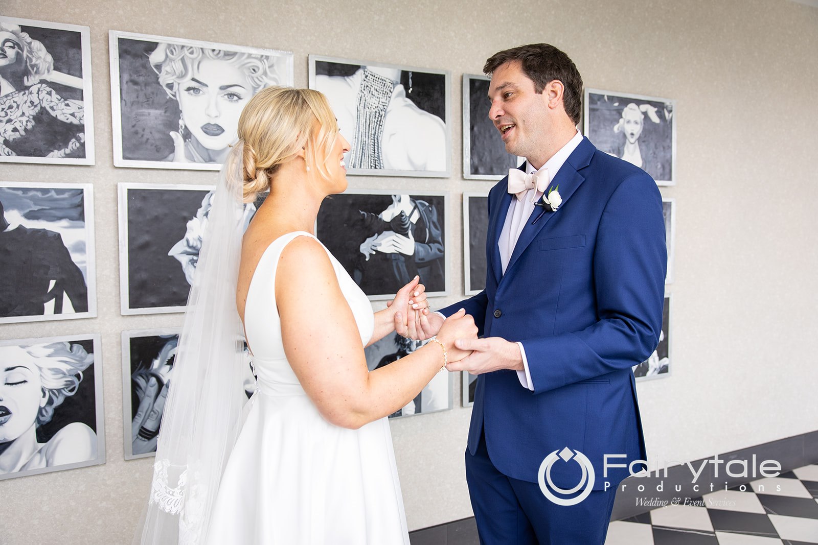 Couple embracing after seeing each other